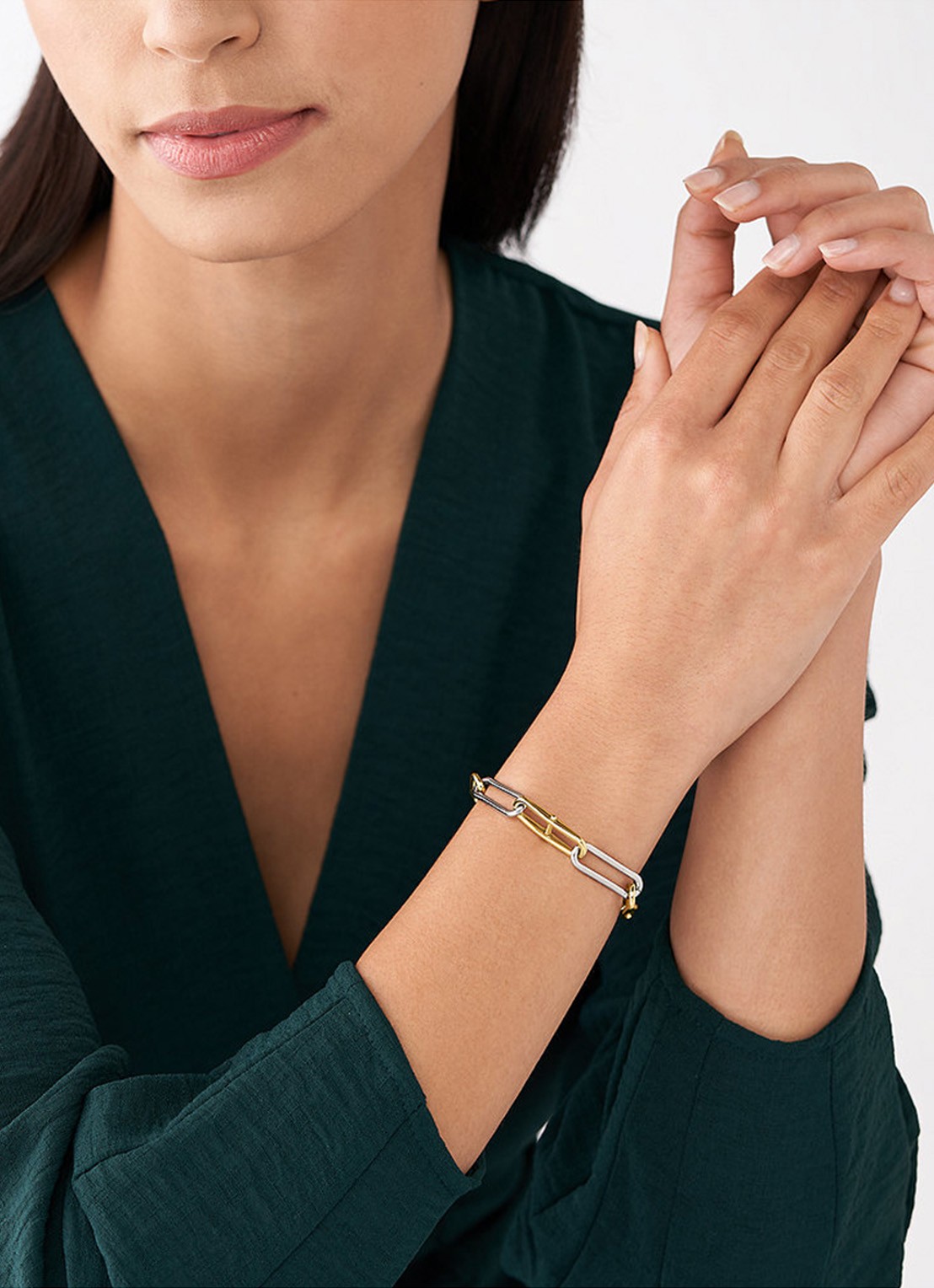 Fossil Heritage schakelarmband JF04349998 - voorkant 2 goud