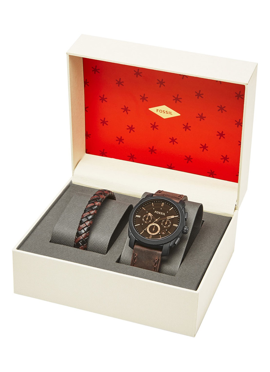 Fossil Horloge en armband giftset FS5251SET - voorkant 2 donkerbruin