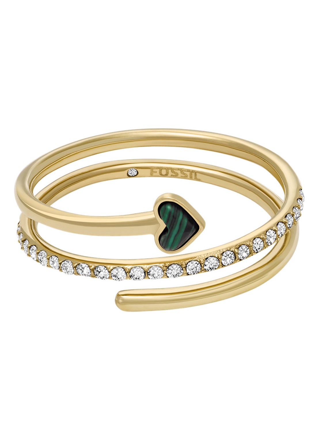 Fossil Jewelry ring met malachiet JF04860710 - detail goud