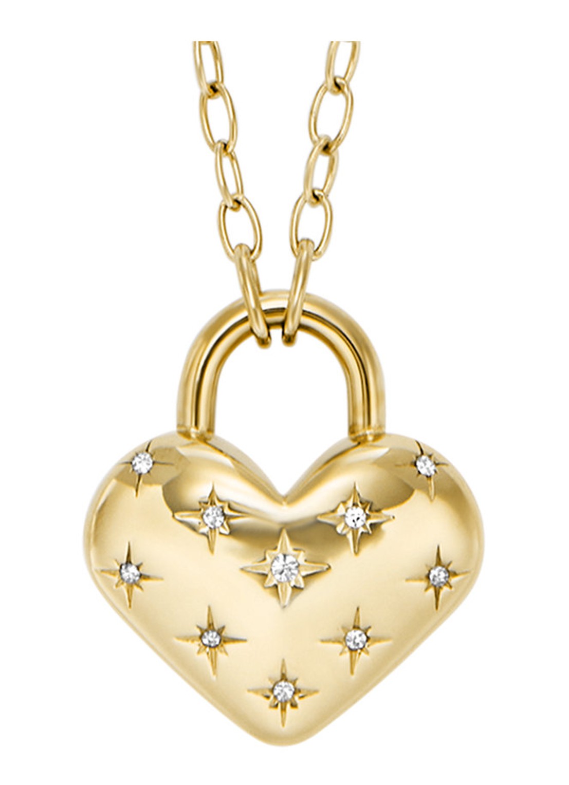 Fossil Ketting met hanger JF04829710 - voorkant goud