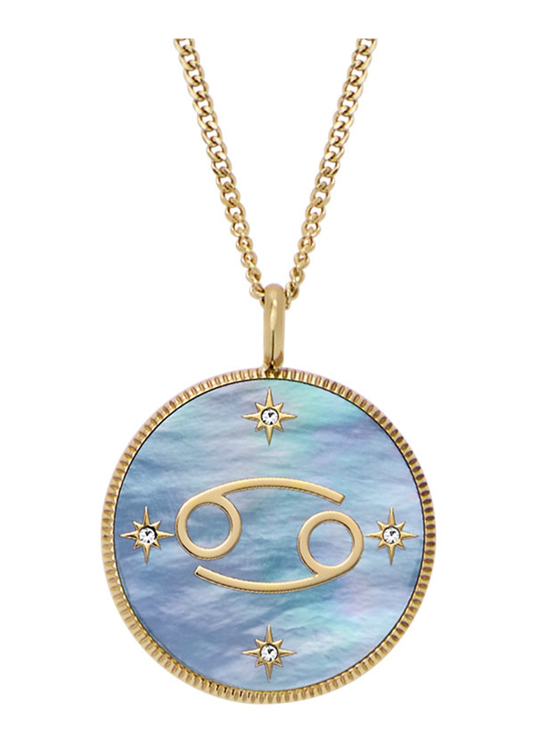 Fossil Ketting met hanger JF04841710 - voorkant goud