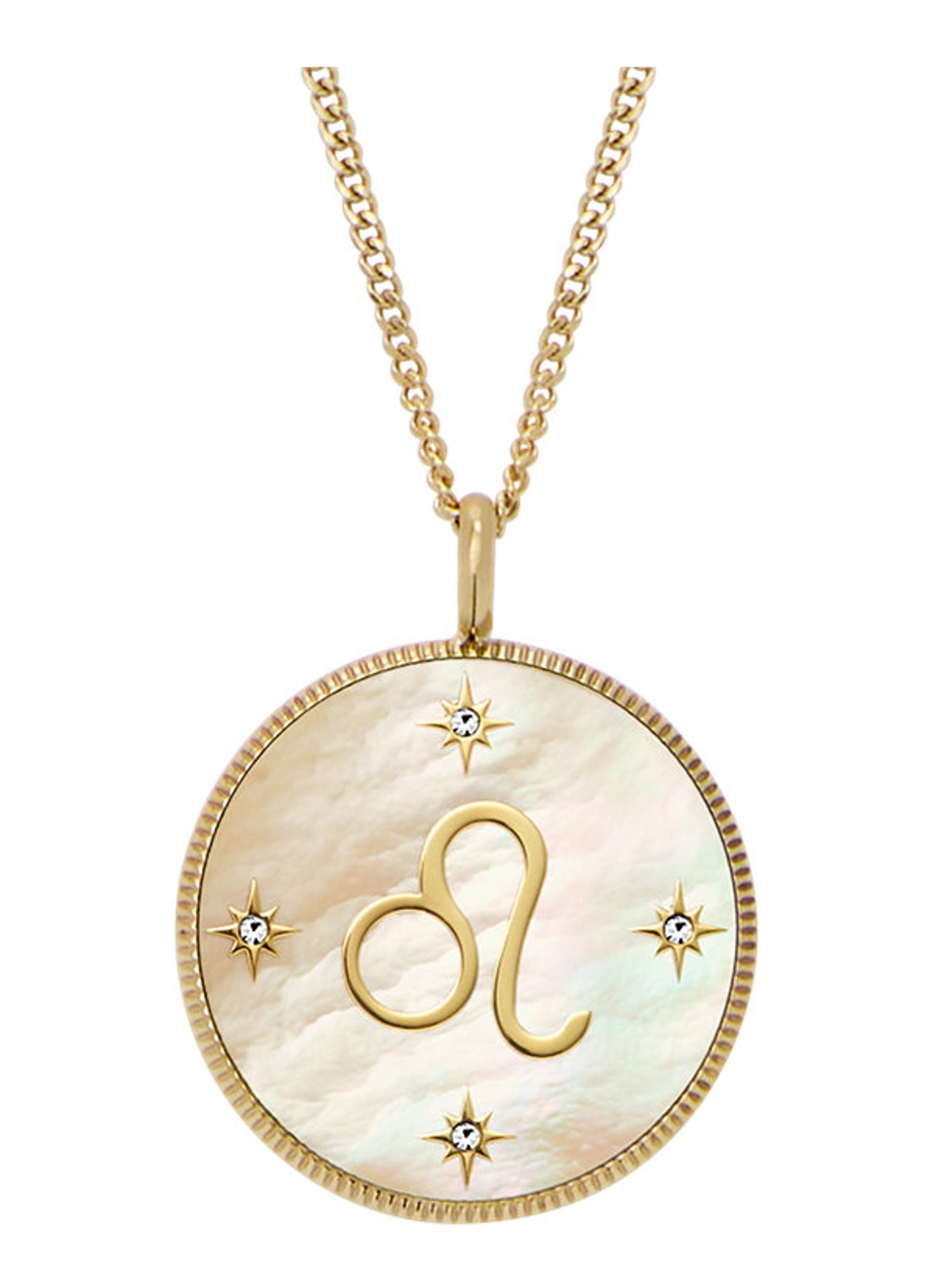 Fossil Ketting met hanger JF04842710 - voorkant goud