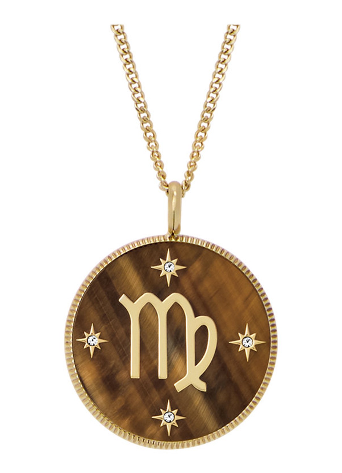 Fossil Ketting met hanger JF04843710 - voorkant goud