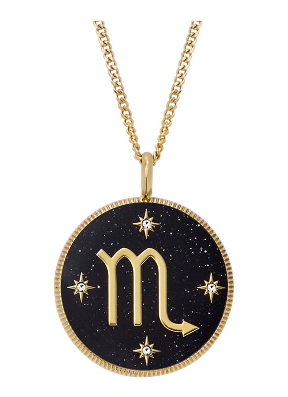 Fossil Ketting met hanger JF04845710 - voorkant goud