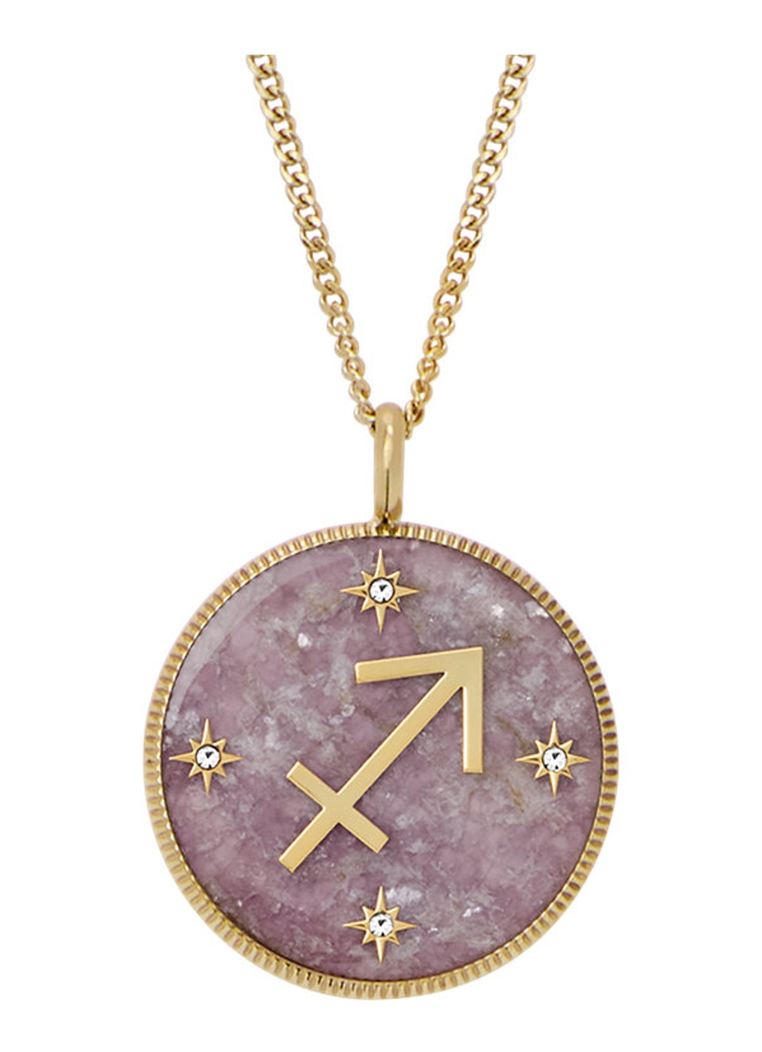 Fossil Ketting met hanger JF04846710 - voorkant 5 goud