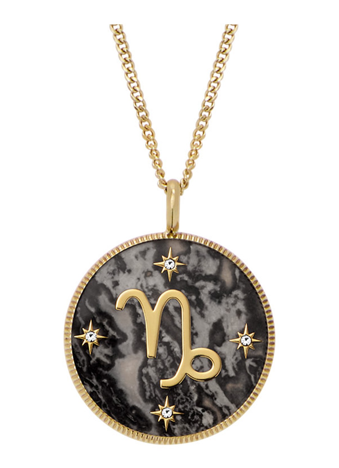 Fossil Ketting met hanger JF04847710 - voorkant goud
