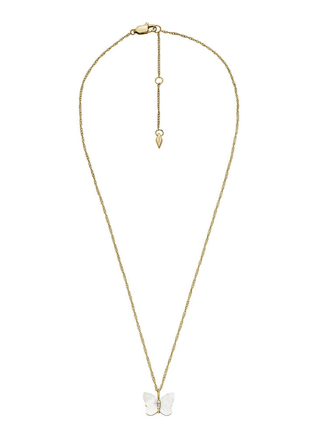 Fossil Ketting met kristal JF04424710 - voorkant 2 goud