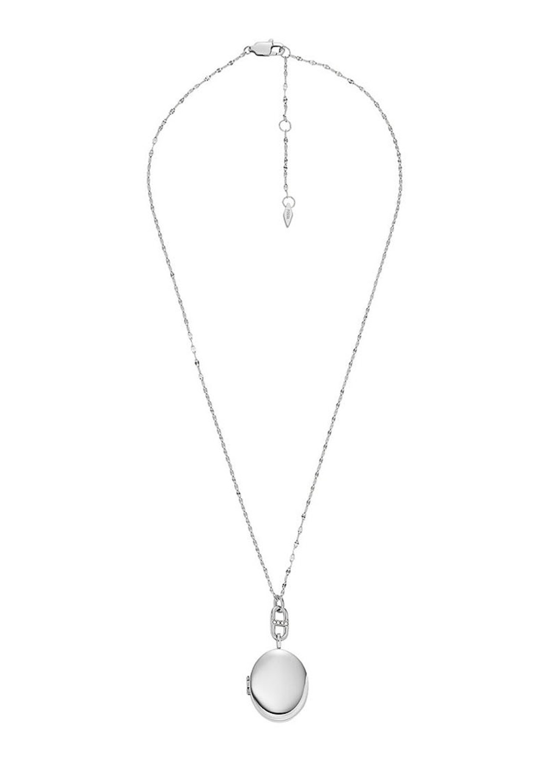 Fossil Ketting met kristal JF04427040 - voorkant zilver
