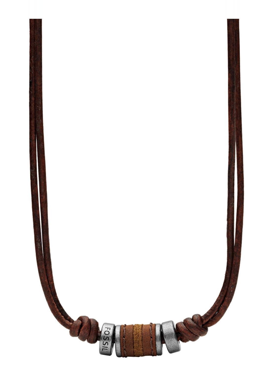 Fossil Ketting van leer JF00899797 - voorkant bruin