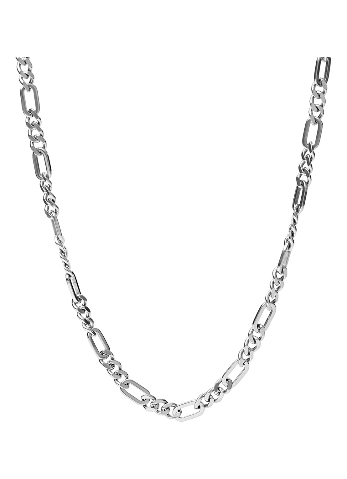 Fossil Ketting van roestvrijstaal  - voorkant zilver