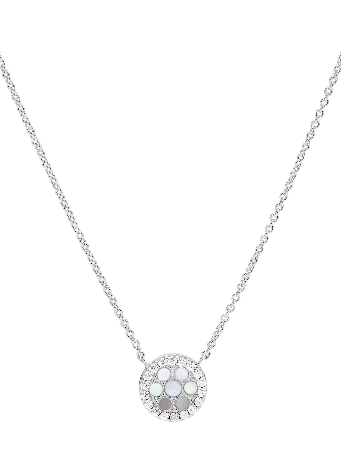 Fossil Ketting van zilver met parelmoer JFS00520040 - voorkant zilver
