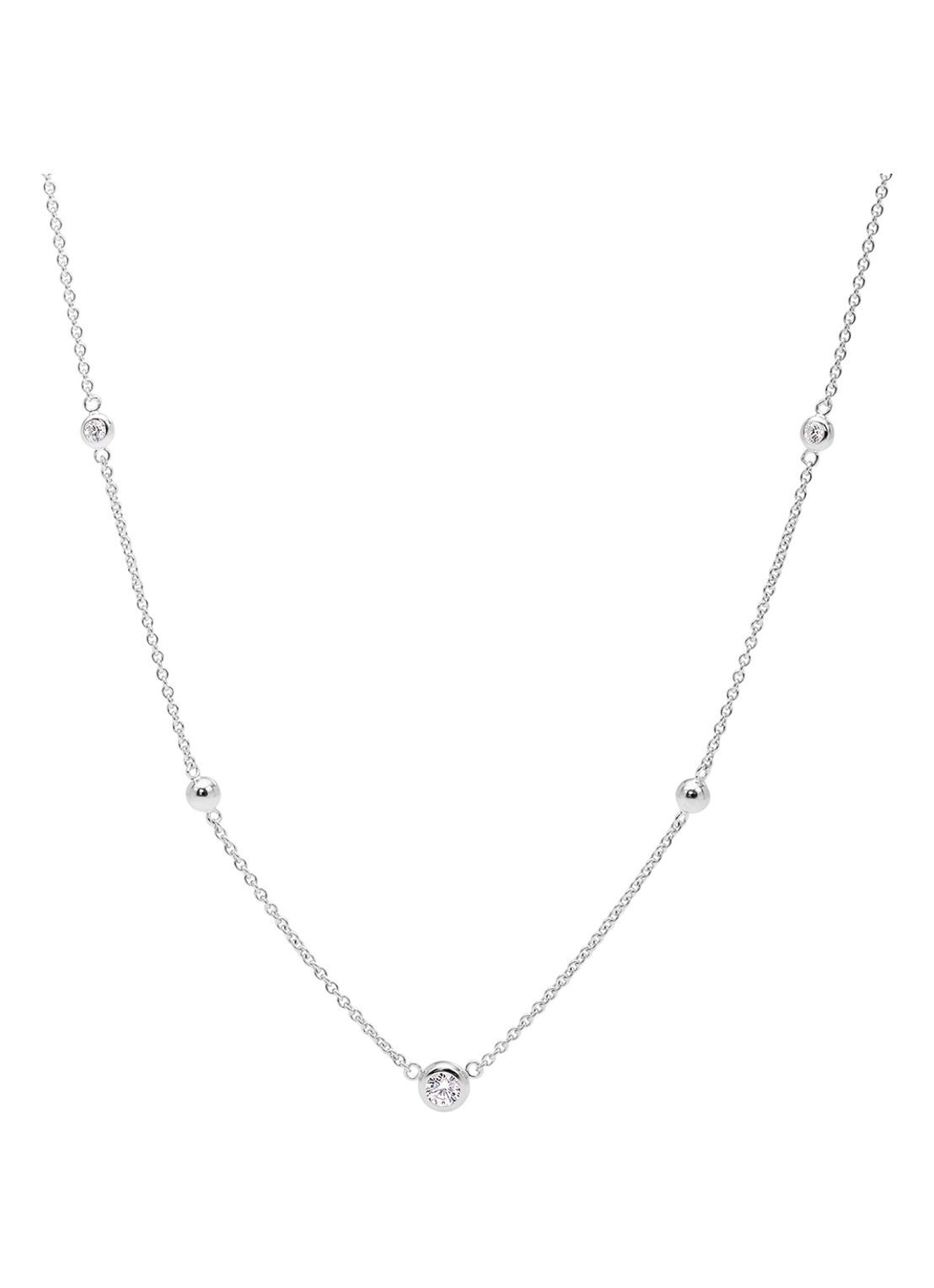 Fossil Ketting van zilver met zirkonia JFS00453040 - voorkant 3 zilver