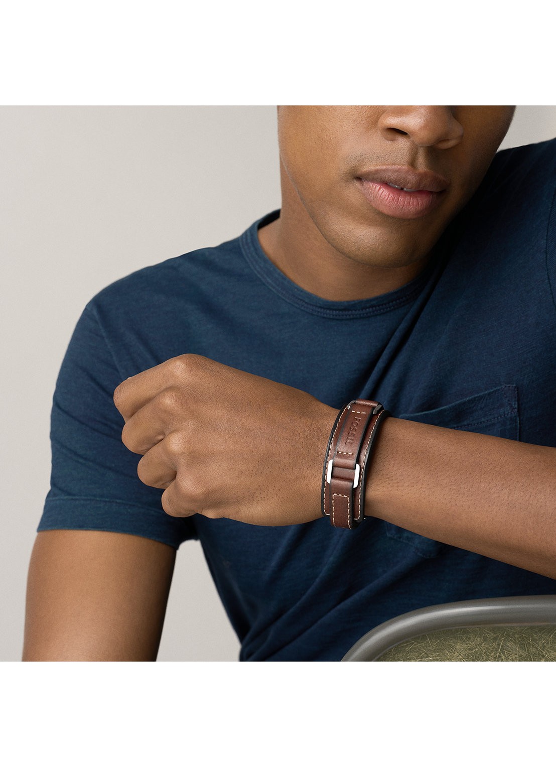 Fossil Machine armband van leer JF04941040 - detail 5 bruin