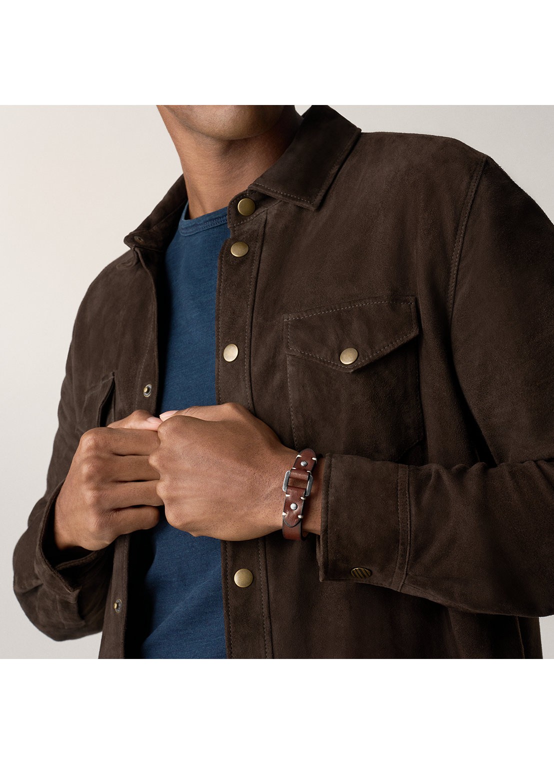 Fossil Machine armband van leer JF04942040 - detail 4 bruin