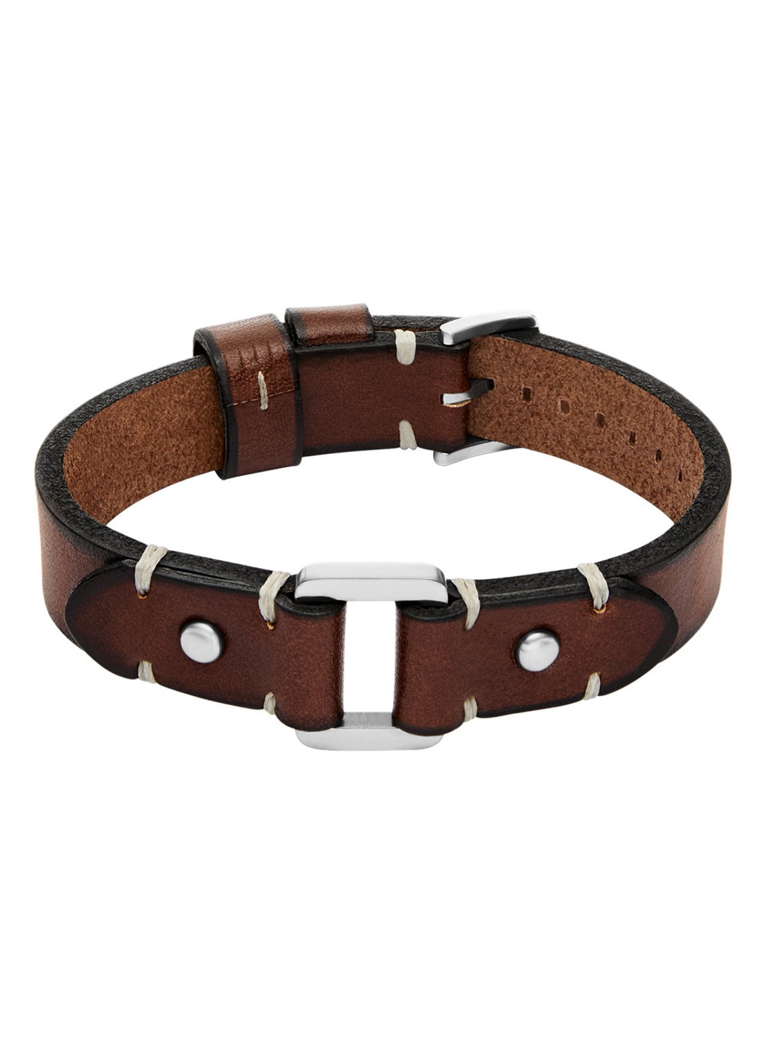 Fossil Machine armband van leer JF04942040 - voorkant 5 bruin