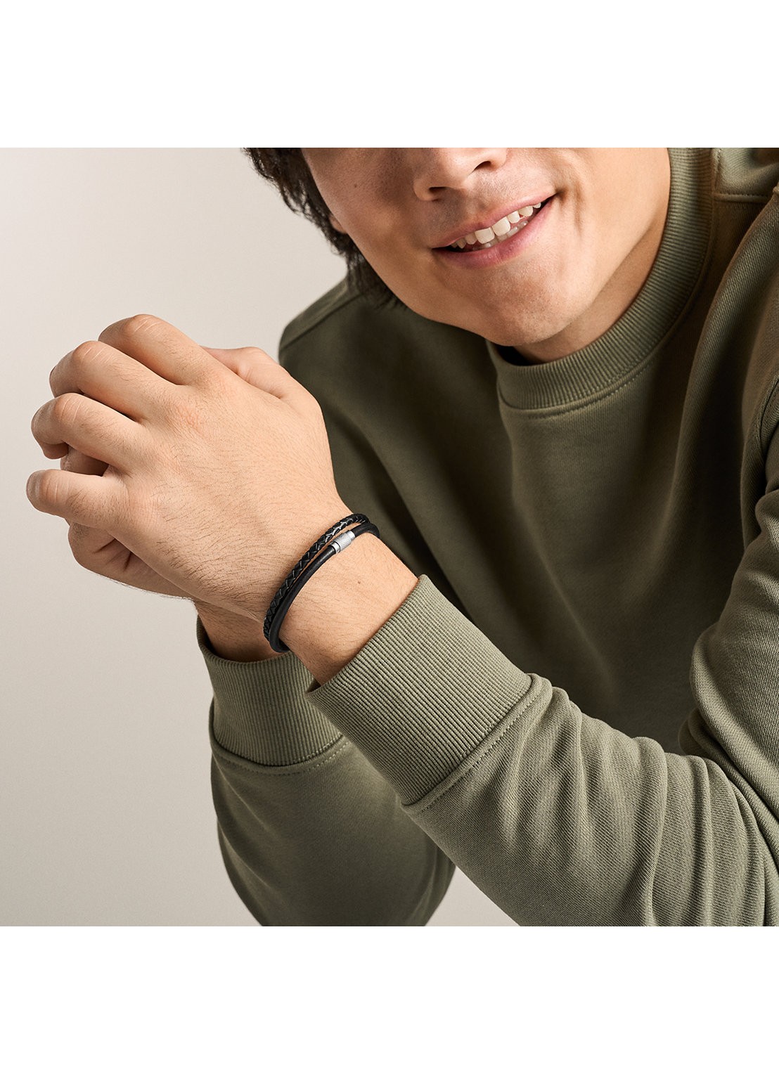 Fossil Machine armband van leer JF04989040 - detail 5 zwart