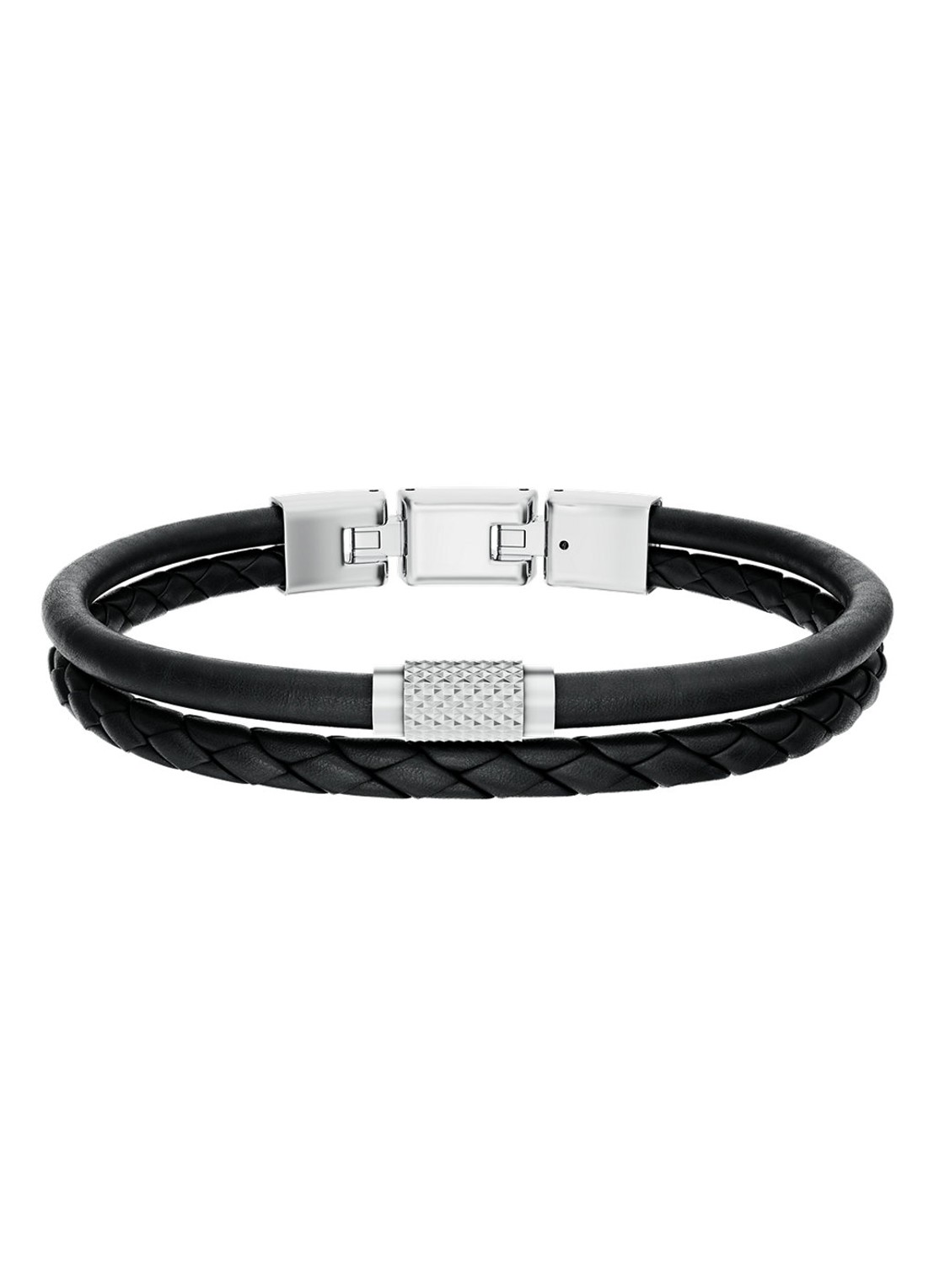 Fossil Machine armband van leer JF04989040 - voorkant zwart