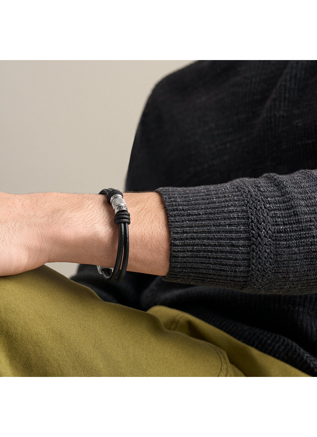 Fossil Machine armband van leer JF05008040 - detail 4 zwart