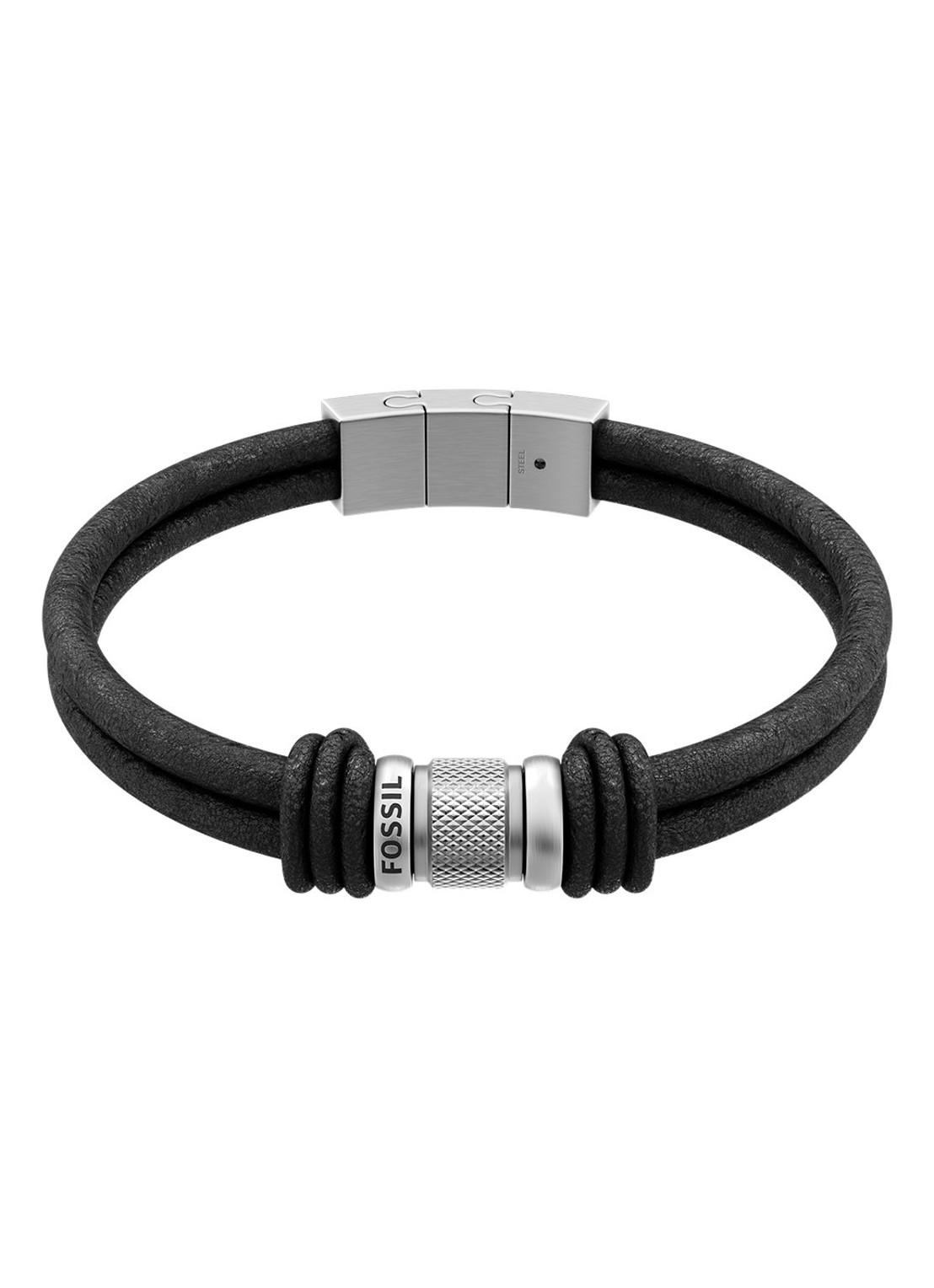 Fossil Machine armband van leer JF05008040 - voorkant 6 zwart