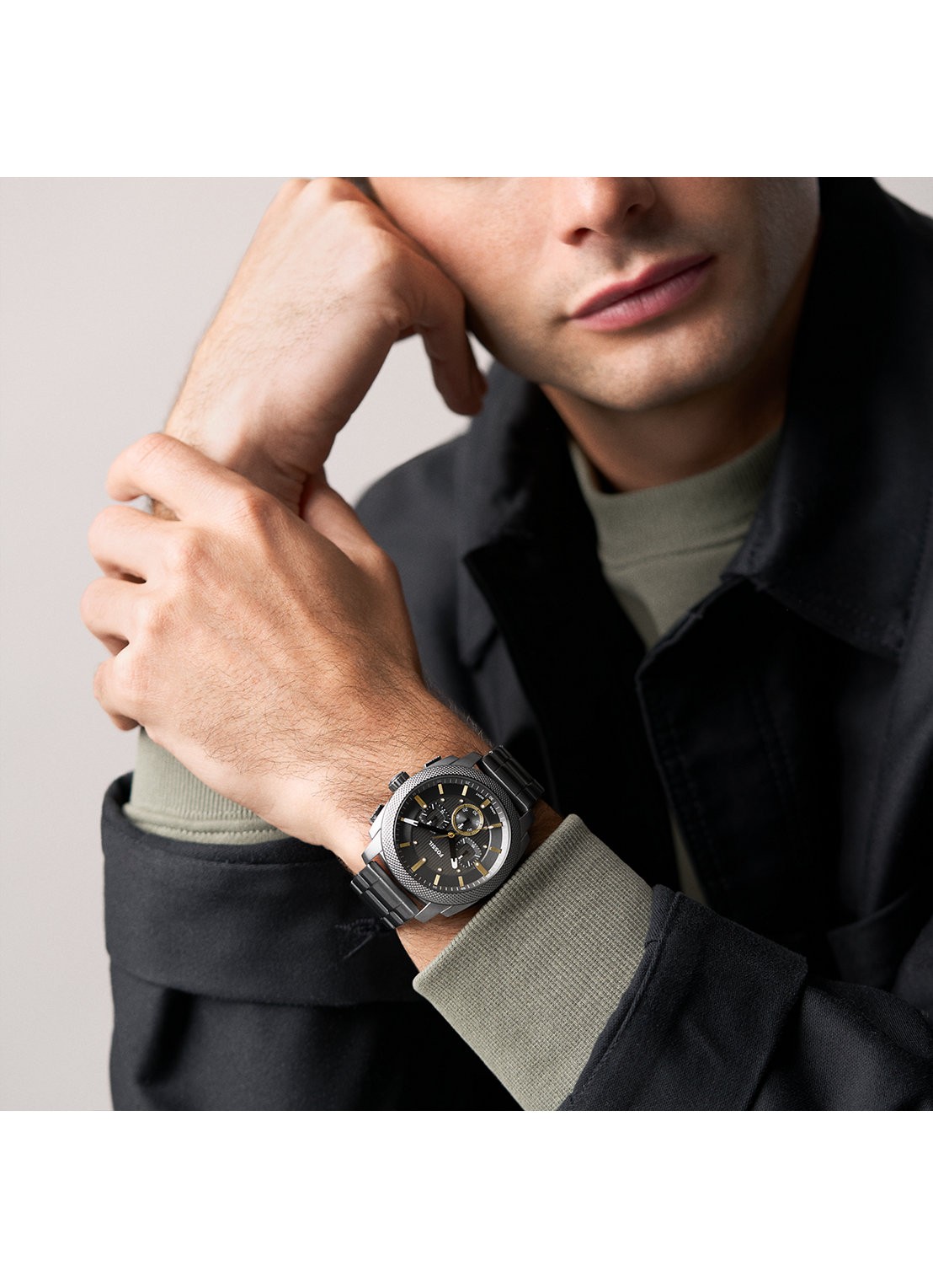 Fossil Machine horloge FS6160 - detail 6 antraciet