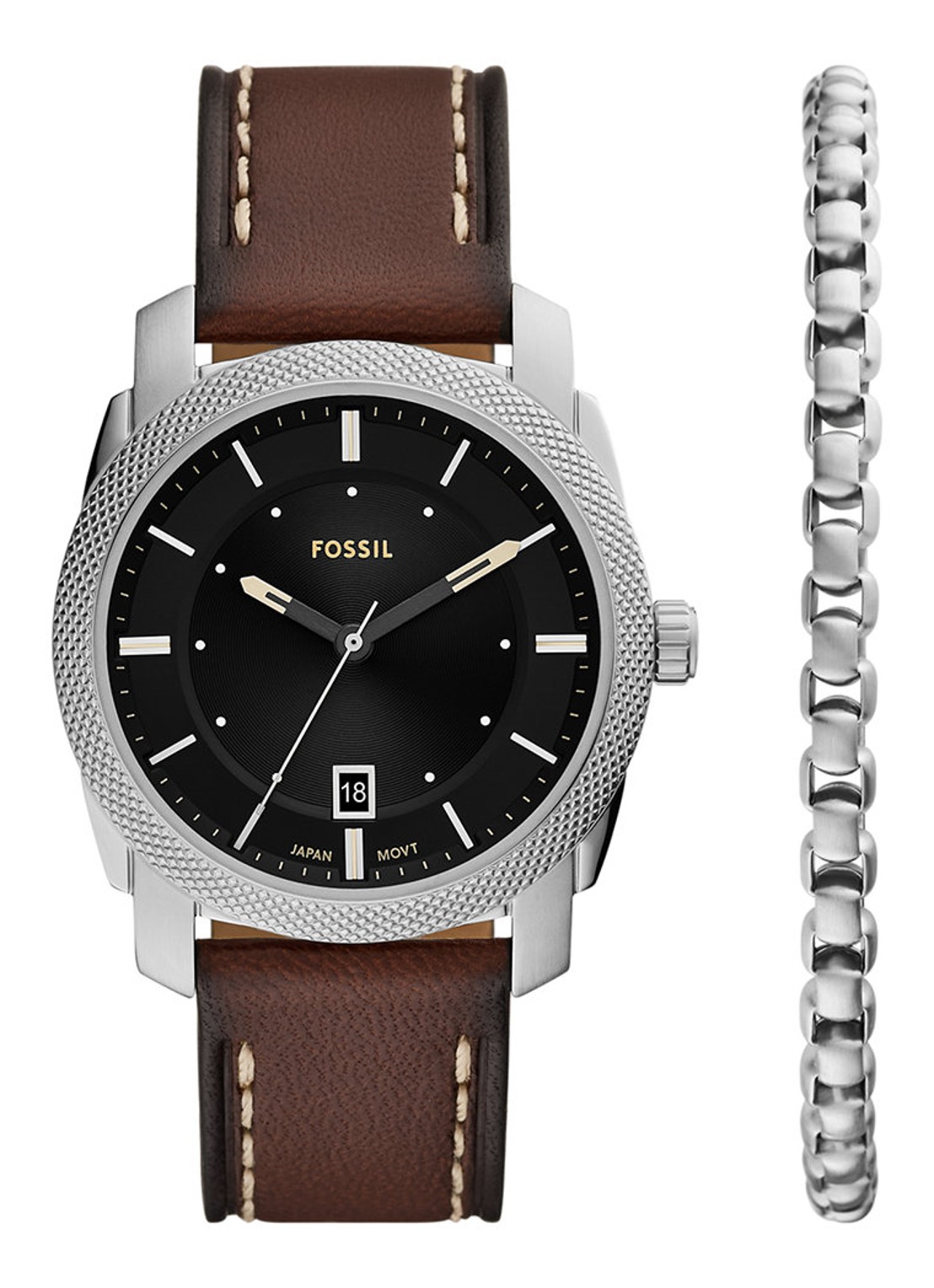 Fossil Machine horloge met armband in set van 2FS6081SET - voorkant 3 zilver