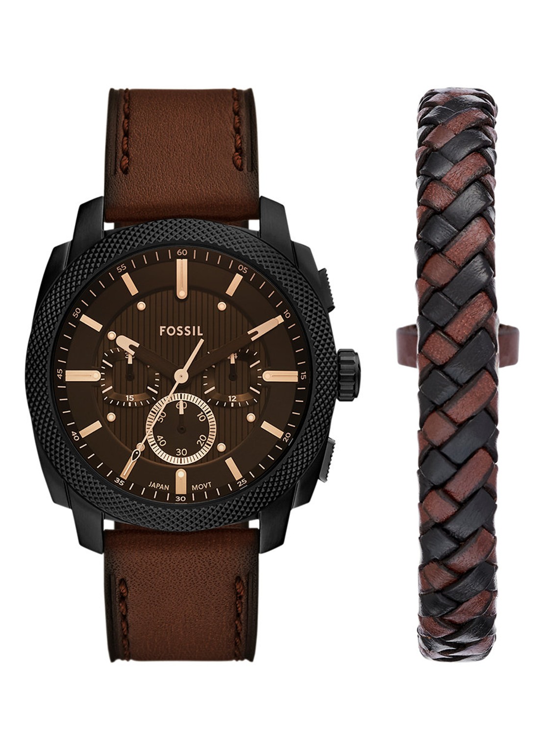 Fossil Machine horloge met armband in set van 2FS6102SET - voorkant zwart