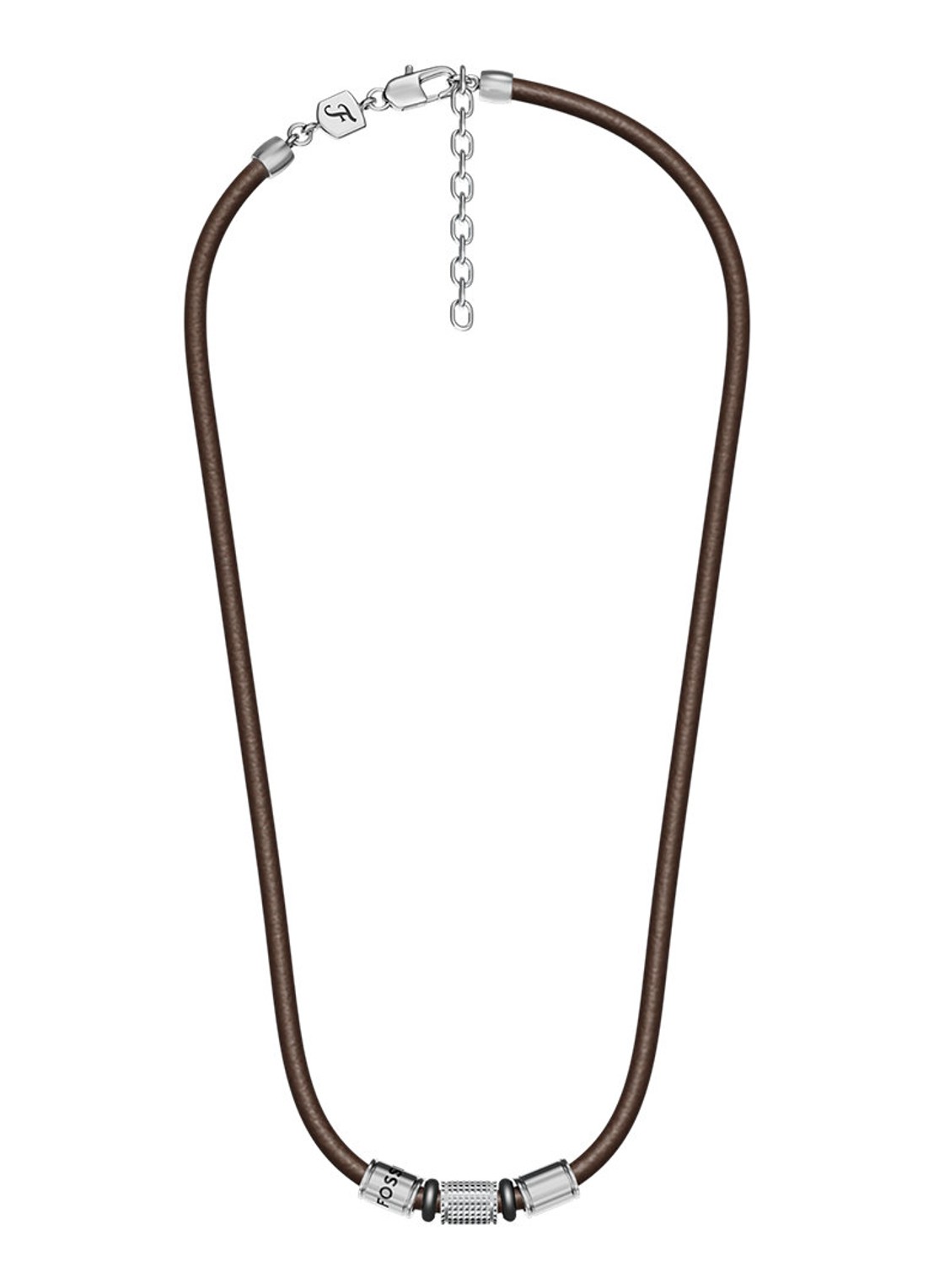 Fossil Machine ketting van leer JF05007998 - detail 3 bruin