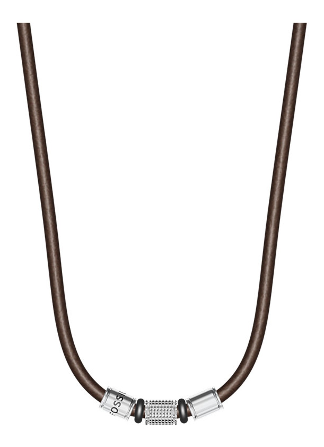 Fossil Machine ketting van leer JF05007998 - voorkant bruin
