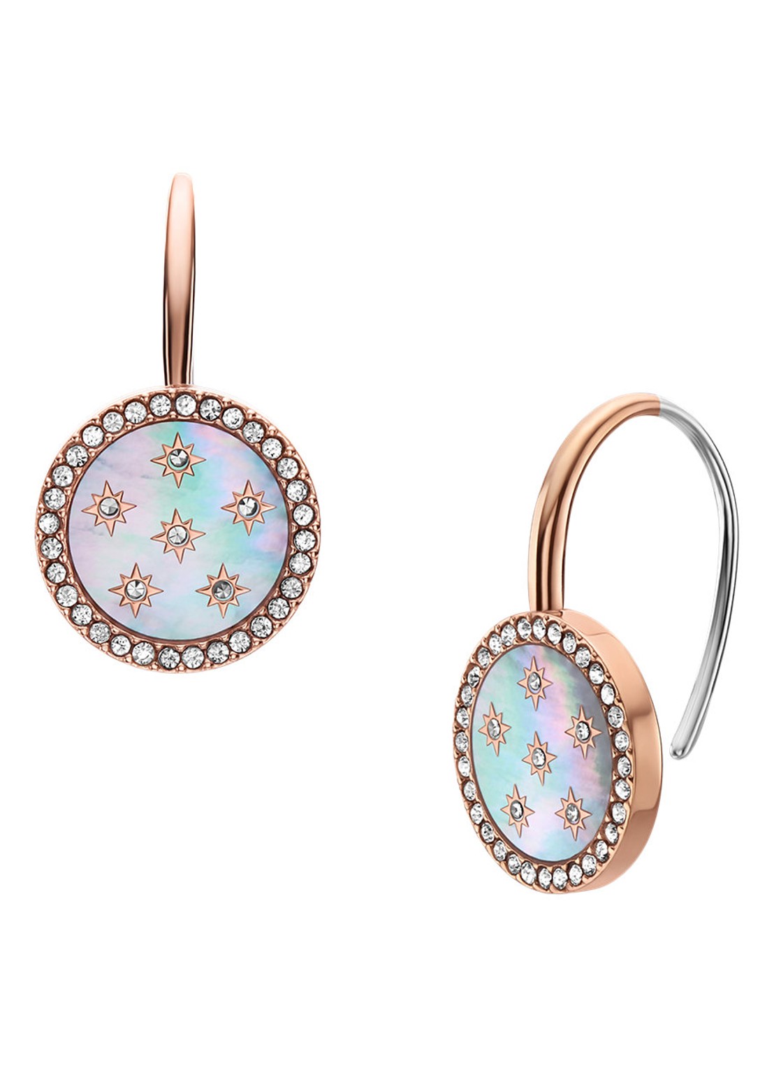 Fossil Merrit oorhangers JF04938791 - detail roségoud