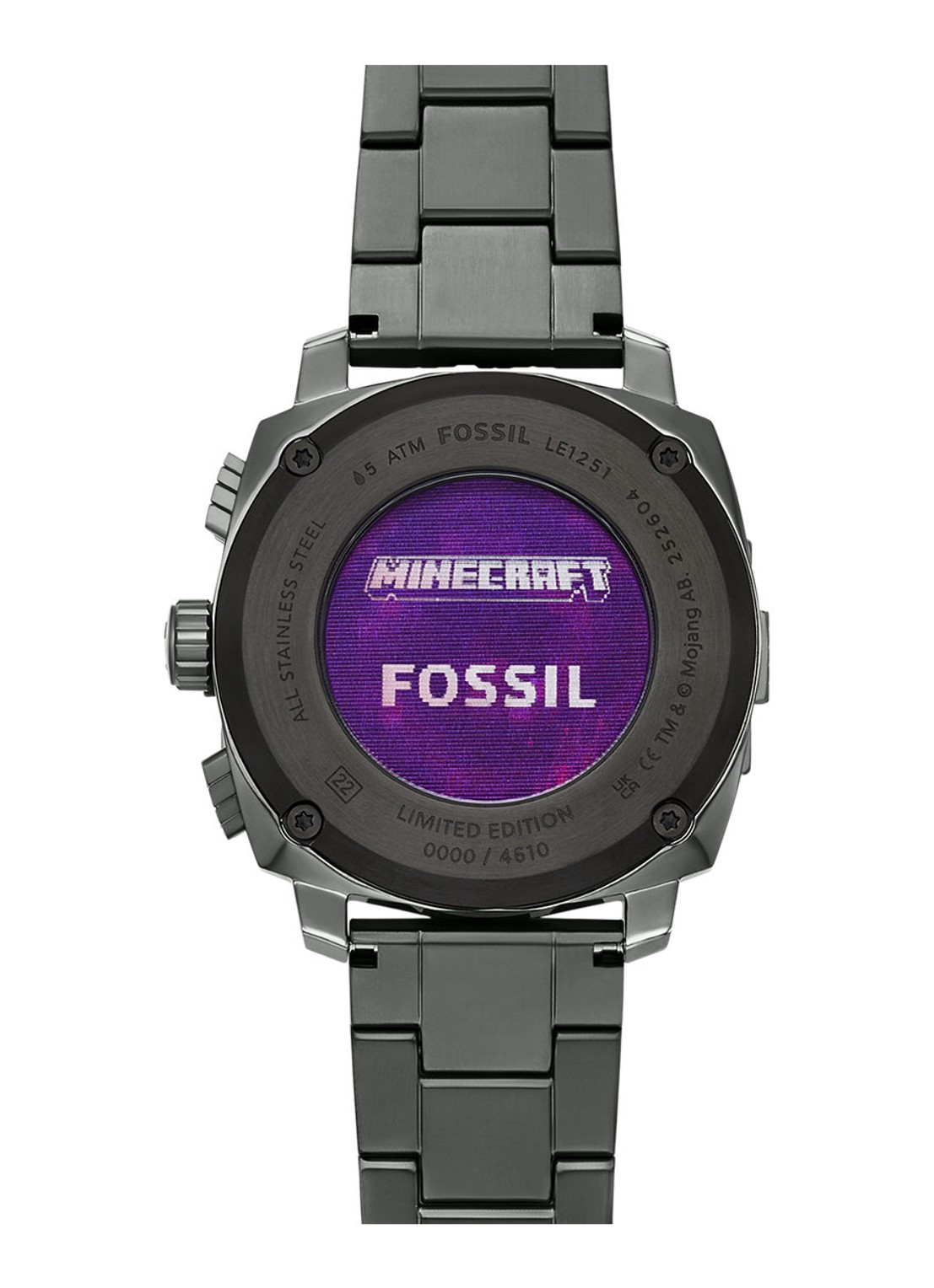 Fossil Minecraft horloge LE1251 - Limited Edition - detail 3 antraciet