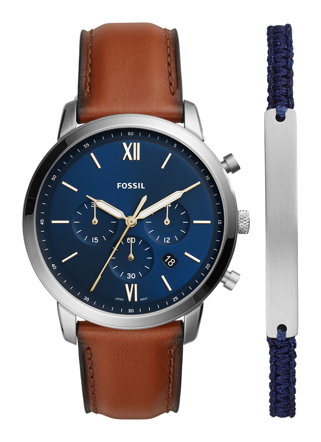 Fossil Neutra Chrono Horloge set 2-delig FS5708SET - voorkant zilver