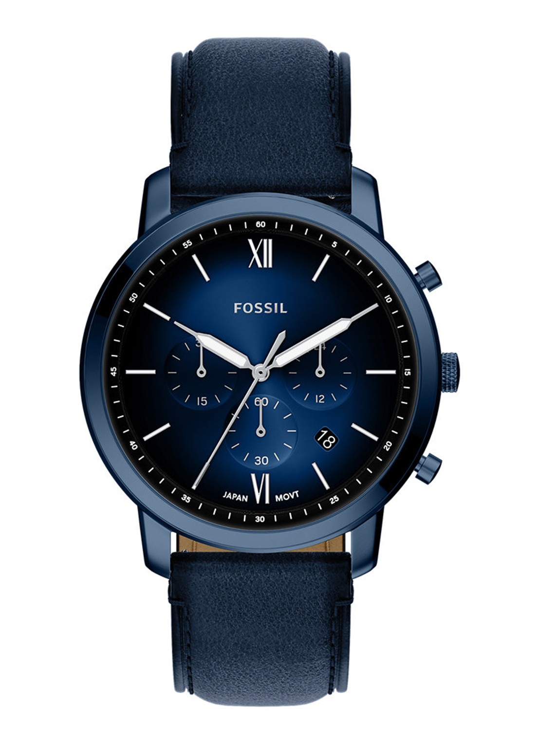 Fossil Neutra horloge FS6168 - voorkant blauw