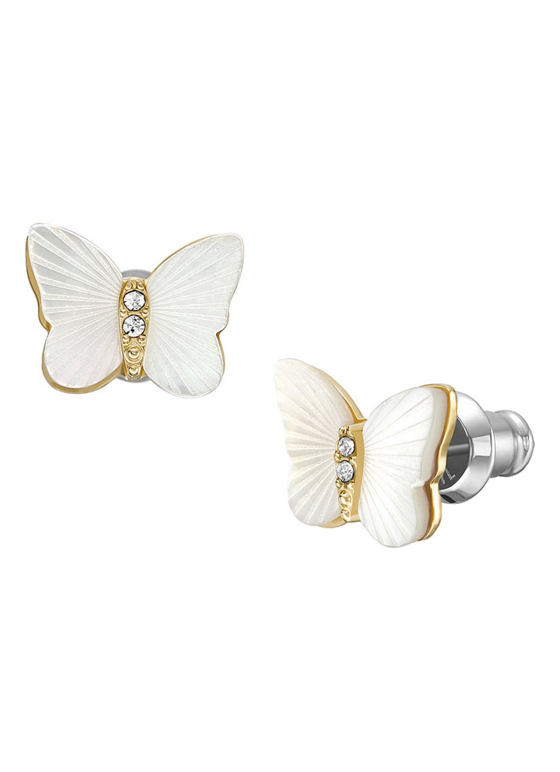 Fossil Oorknopjes met kristal JF04422710 - detail 3 goud
