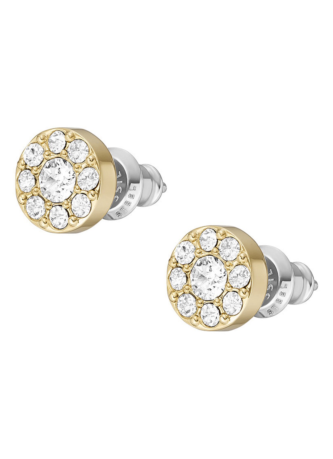 Fossil Oorknopjes met zirkonia JF04375710 - detail 3 goud