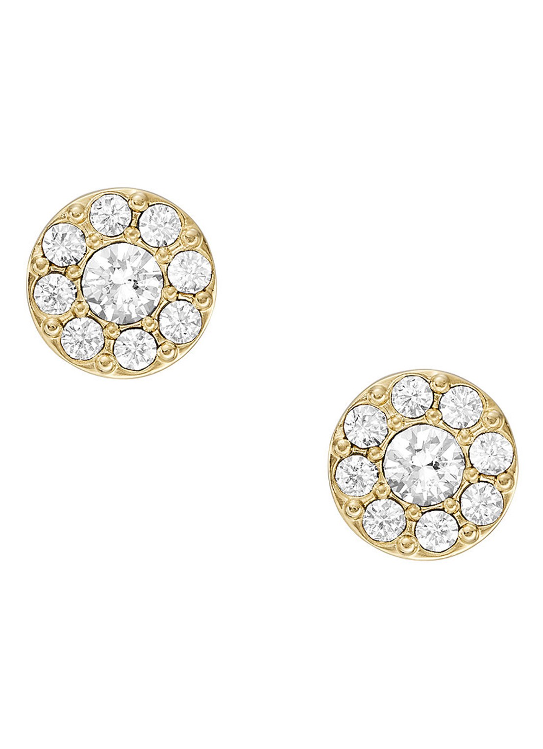 Fossil Oorknopjes met zirkonia JF04375710 - voorkant goud
