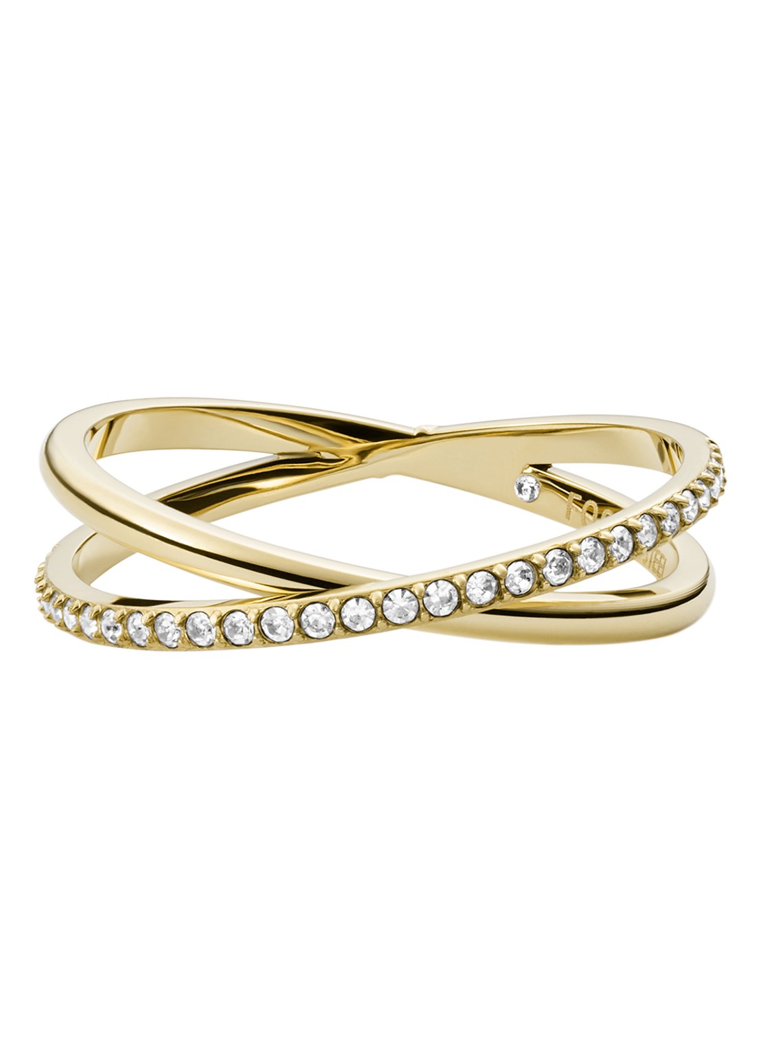 Fossil Ring met glassteen JF03752710 - detail goud