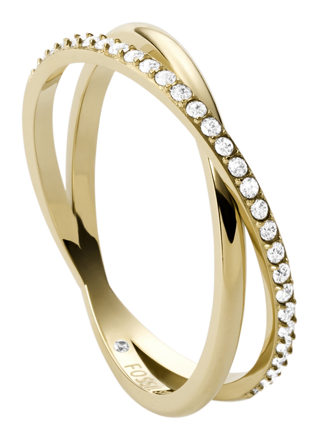 Fossil Ring met glassteen JF03752710 - voorkant 2 goud