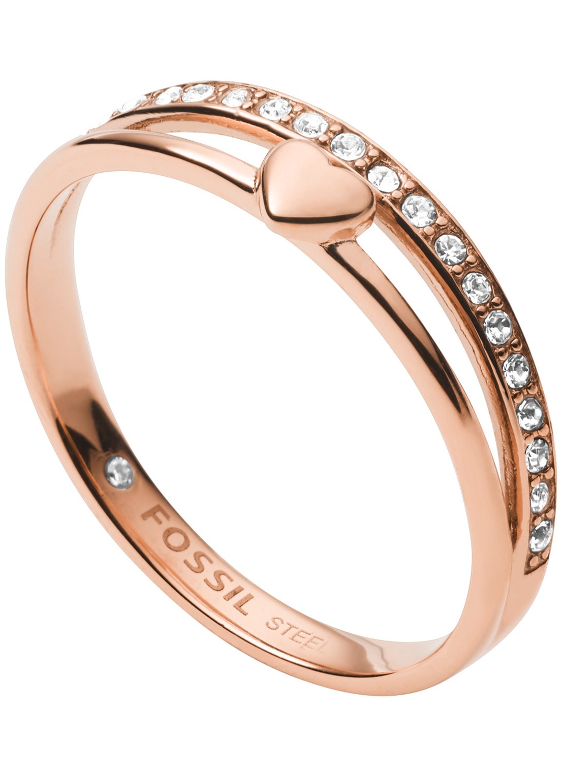 Fossil Ring met strass JF03460791 - detail roségoud