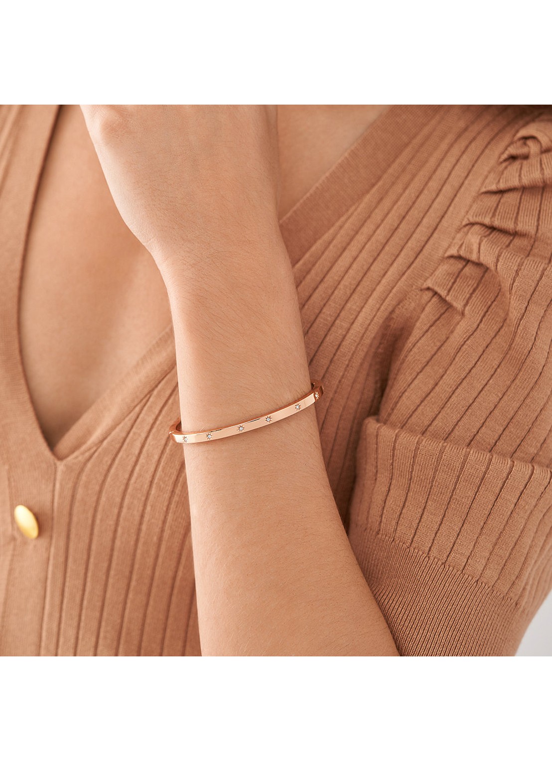 Fossil Sadie bangle met glassteen JF04394791 - detail 4 roségoud