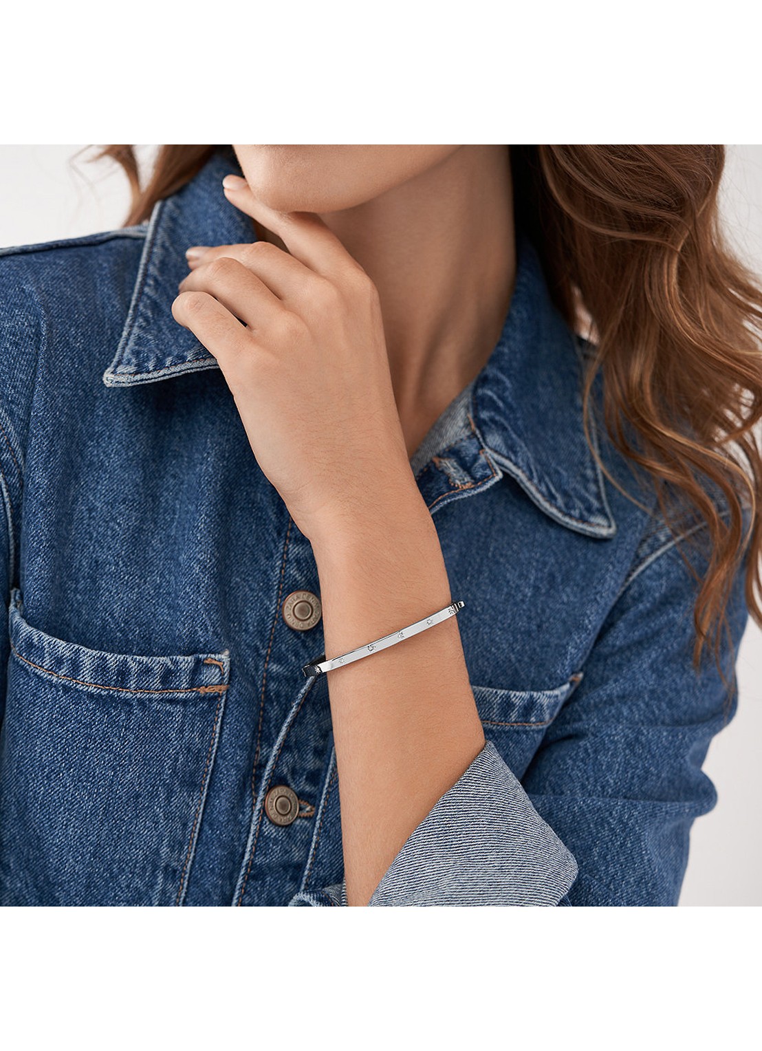 Fossil Sadie bangle met glassteen JF04420040 - detail 4 zilver