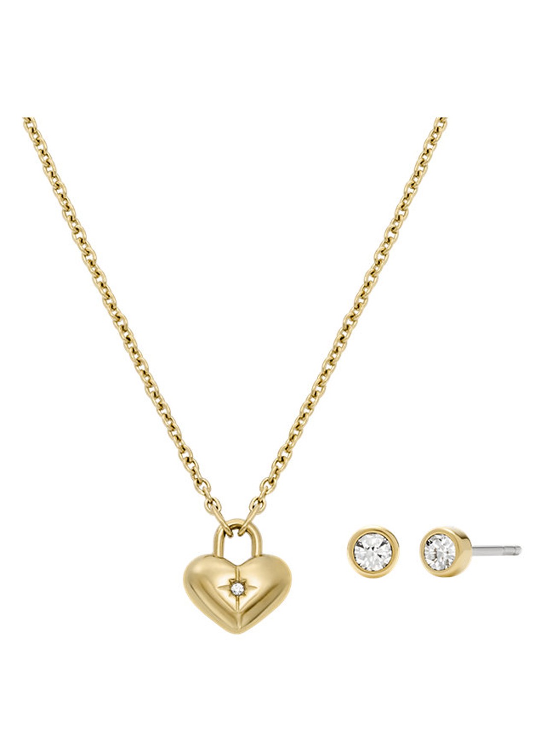 Fossil Set van ketting en oorknopjes JF04881SET - voorkant goud