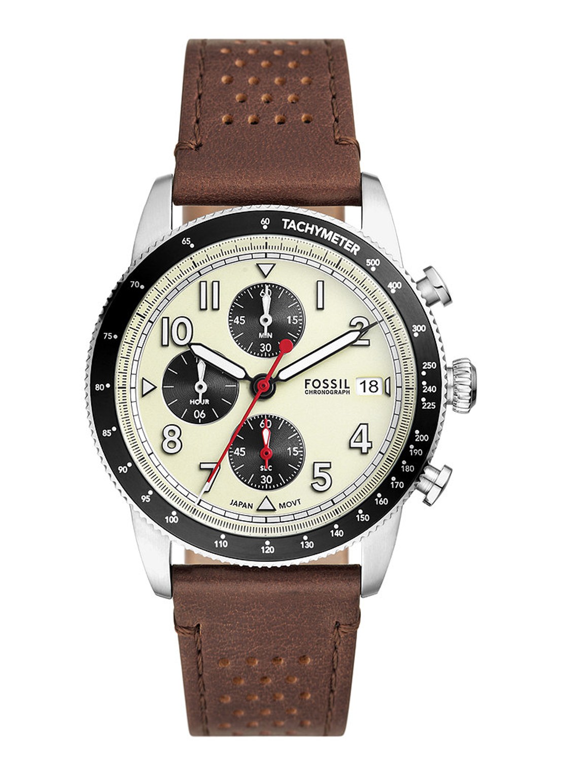 Fossil Sport Tourer horloge FS6042 - voorkant bruin