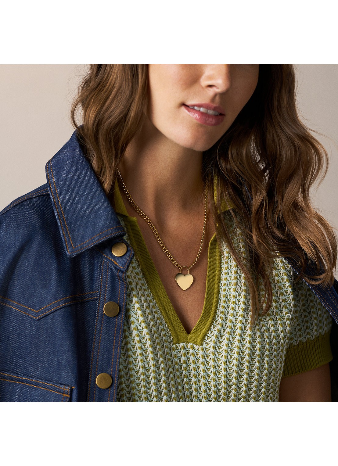 Fossil Sutton ketting JF04958710 - detail 6 goud