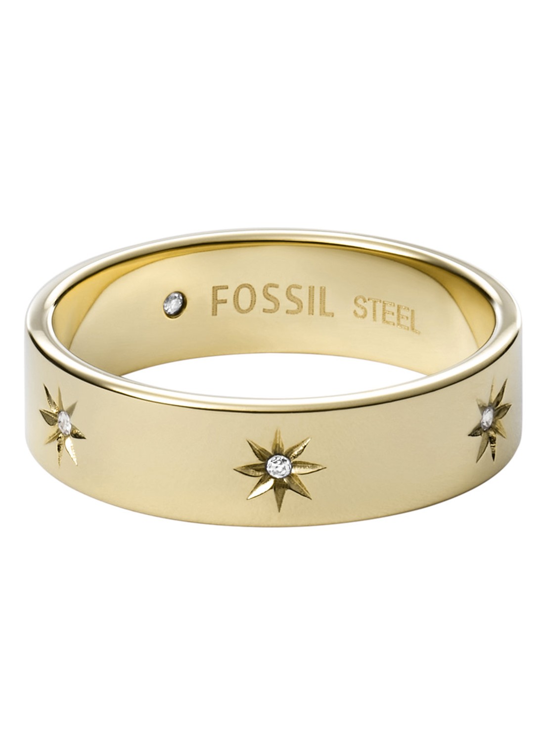 Fossil Sutton ring met steen JF03874710 - voorkant goud