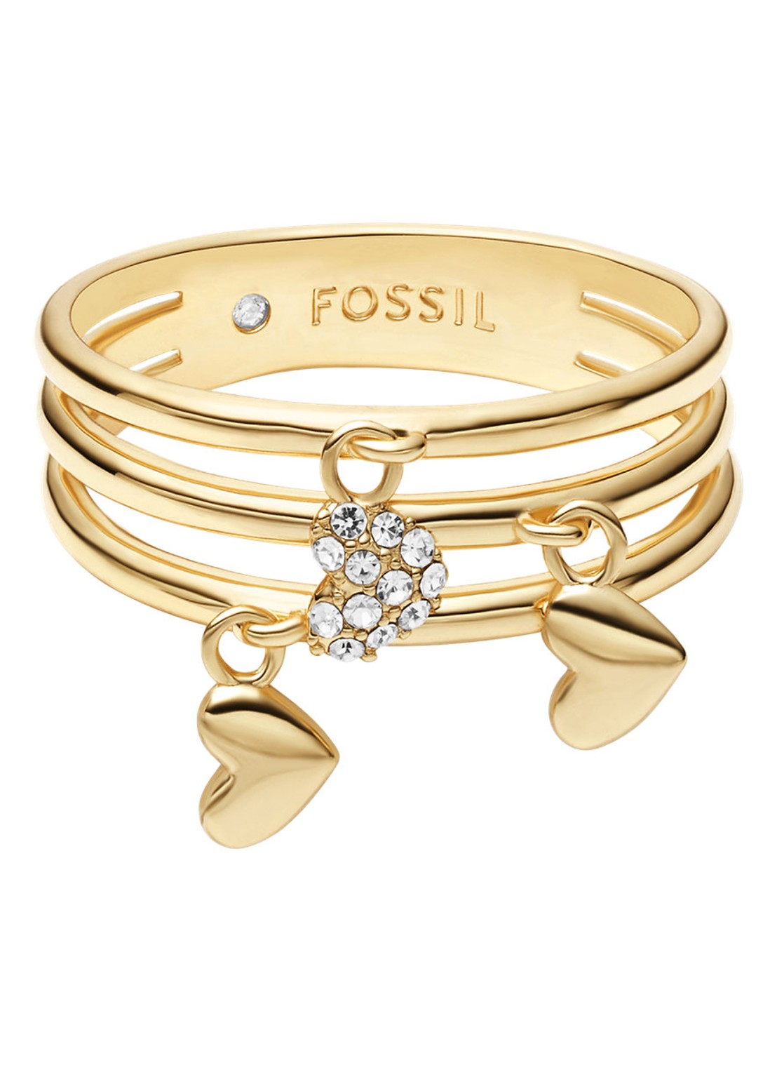 Fossil Sutton ring verguld JA7304710 - voorkant goud