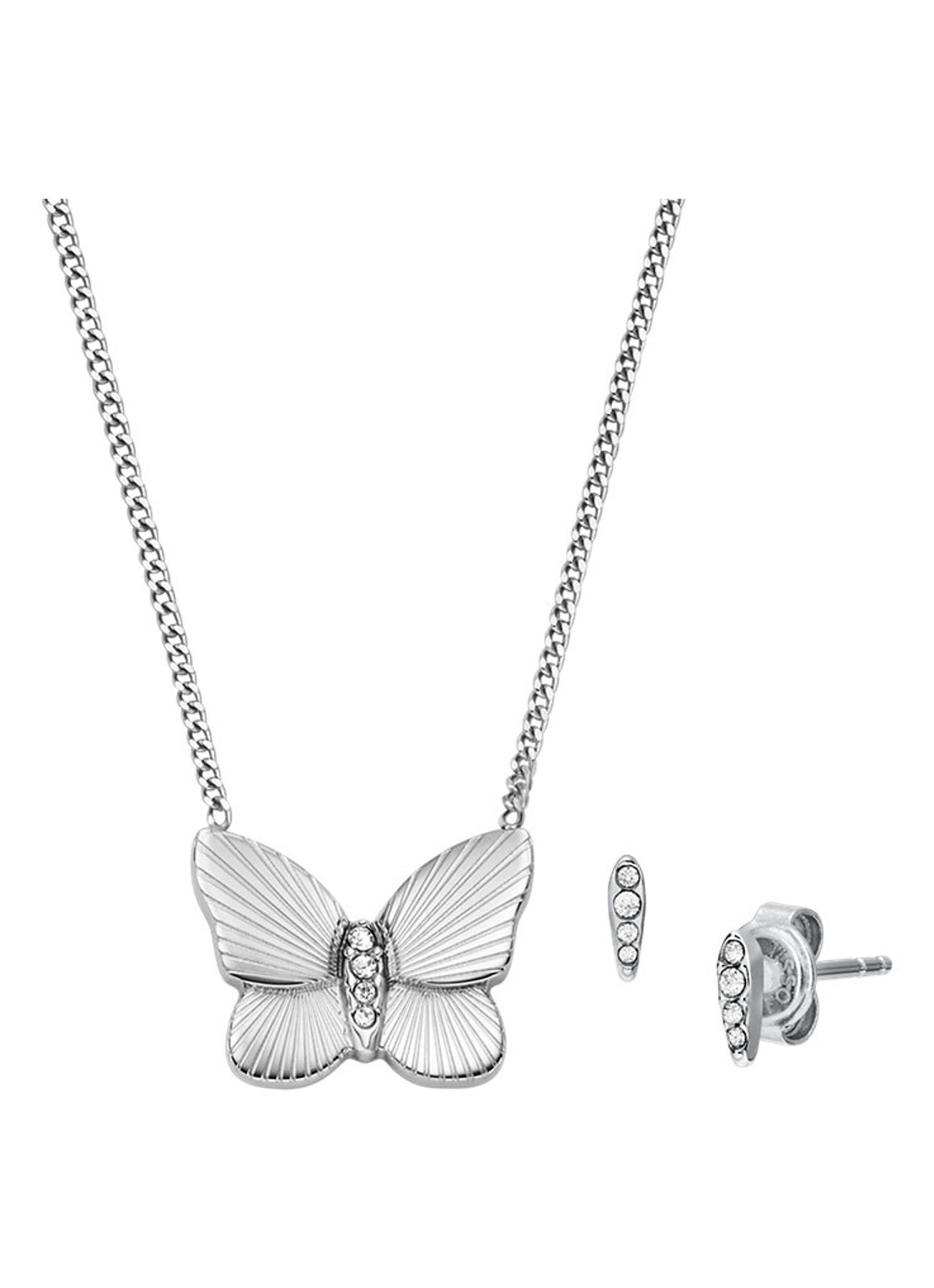 Fossil Sutton set van ketting en oorstekers JF04935SET - voorkant 6 zilver