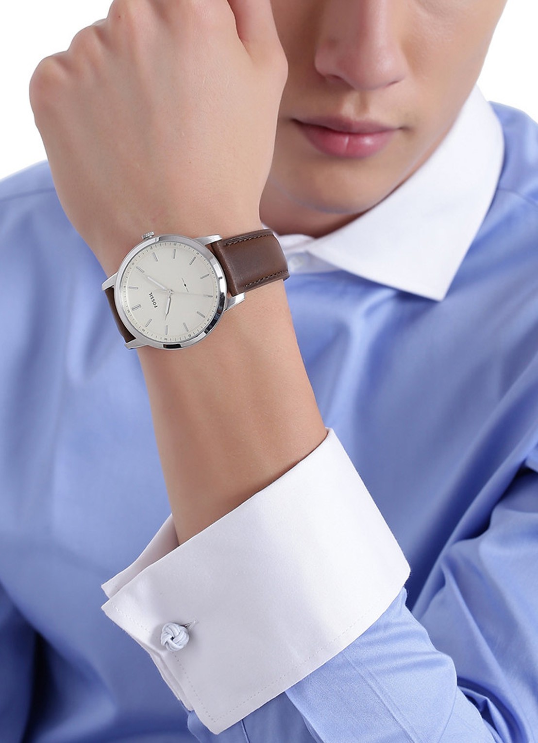 Fossil The Minimalist 3H horloge FS5439 - detail 3 zilver