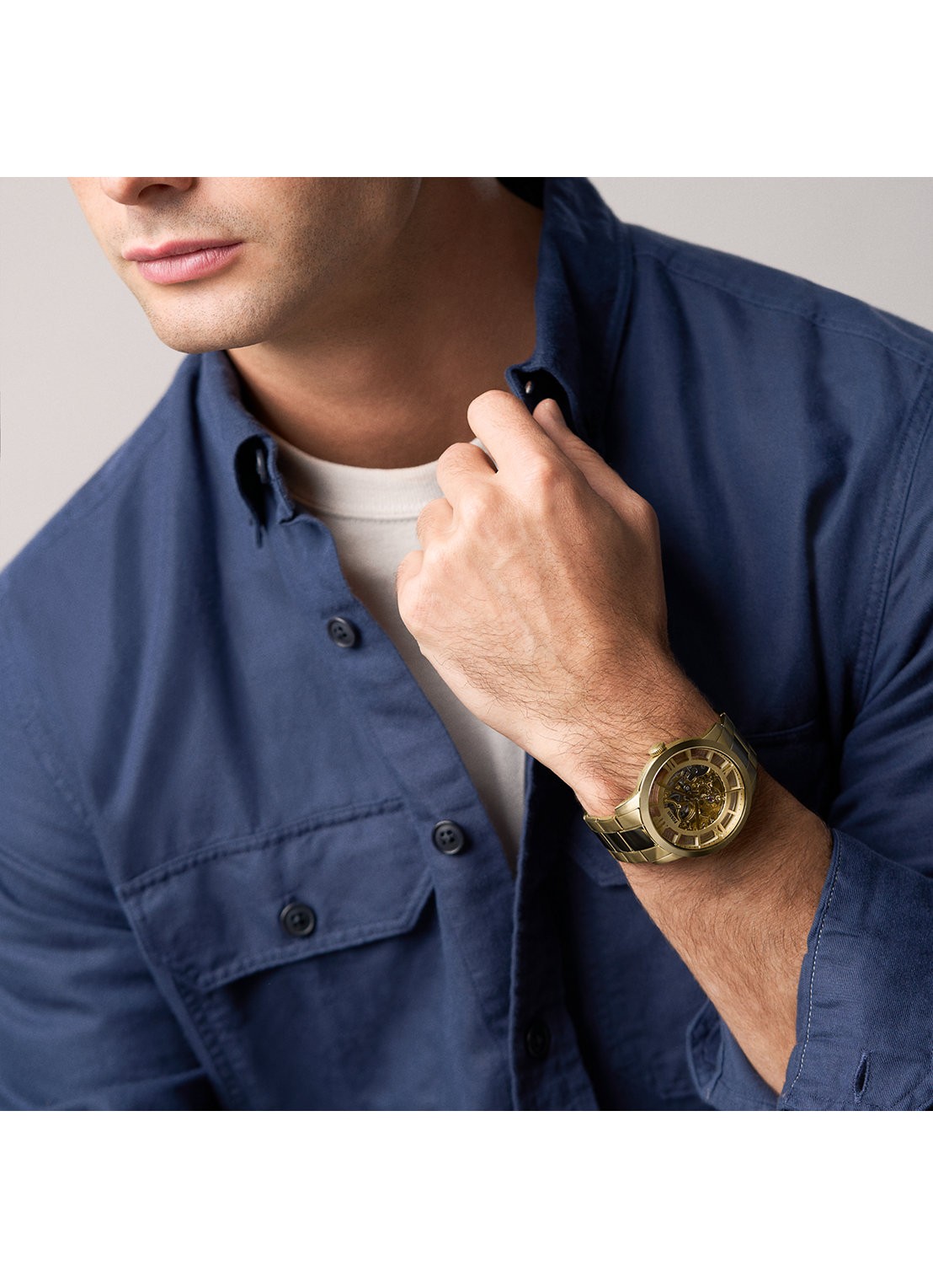 Fossil Townsman horloge ME3280 - detail 5 goud