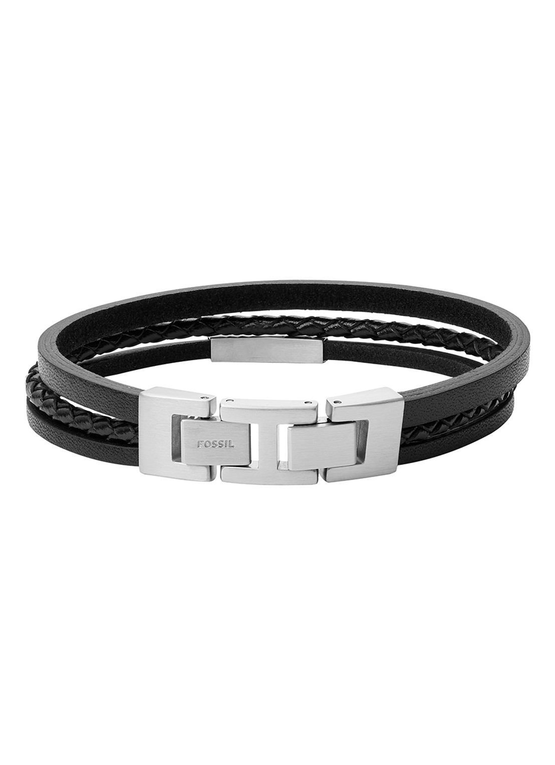 Fossil Vintage Casual armband van leer JF03322040 - voorkant 2 zwart