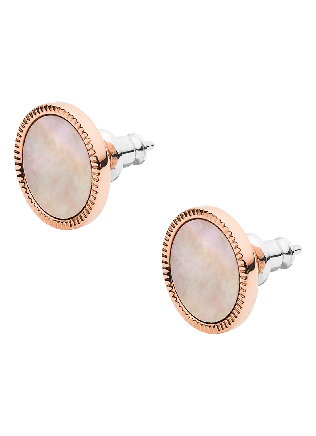 Fossil Vintage Iconic oorknopjes met parelmoer JF03274791 - detail 2 roségoud